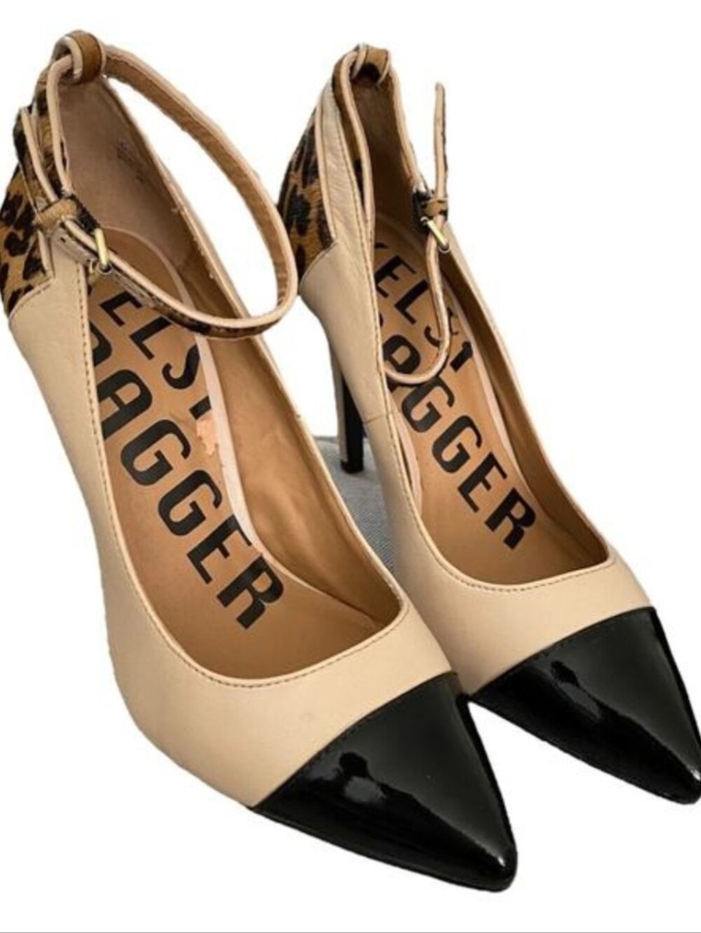 Kelsi Dagger Eryn Stiletto Pumps Size 8 Beige Black Leopard High Heels